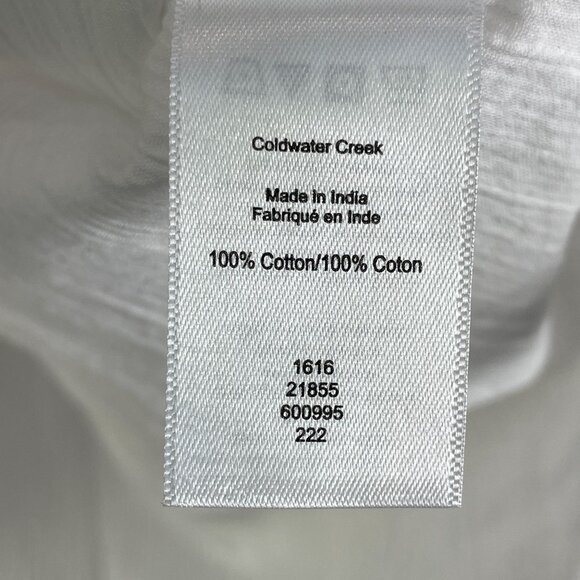 Coldwater Creek Womens Petite Large White Button Up Shirt Roll Tab Sleeve Pocket - Picture 5 of 11